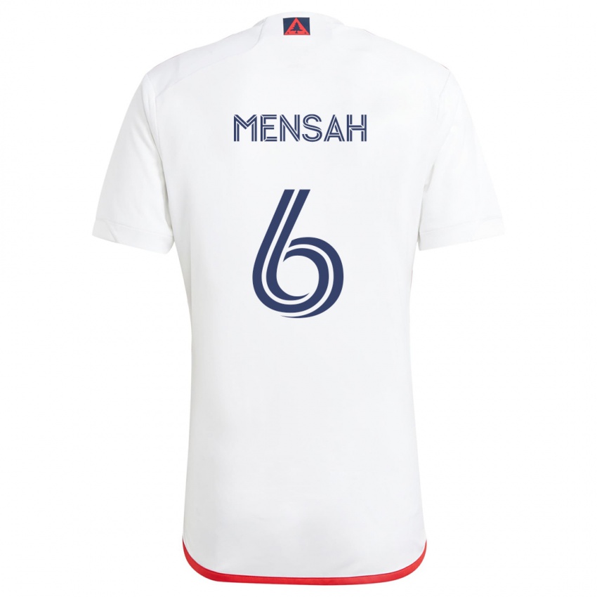 Homem Camisola Jonathan Mensah #6 Branco Vermelho Alternativa 2024/25 Camisa