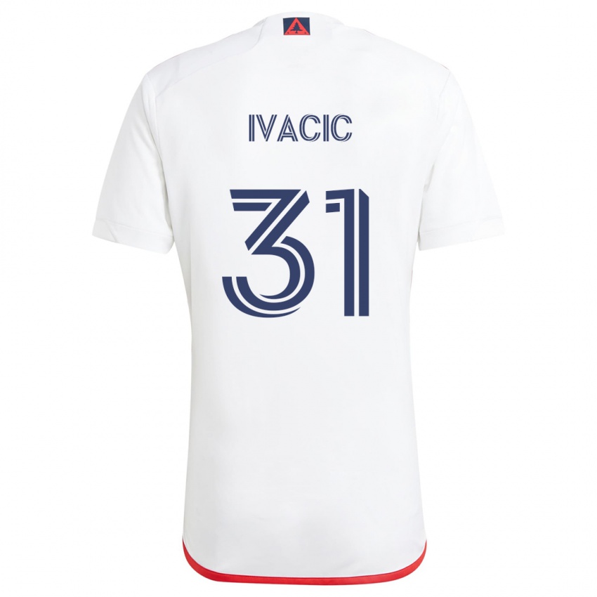 Homem Camisola Aljaz Ivacic #31 Branco Vermelho Alternativa 2024/25 Camisa