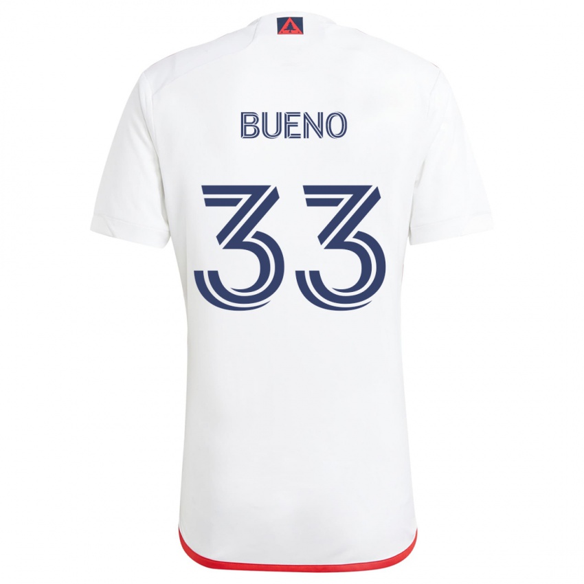 Homem Camisola Brandonn Bueno #33 Branco Vermelho Alternativa 2024/25 Camisa