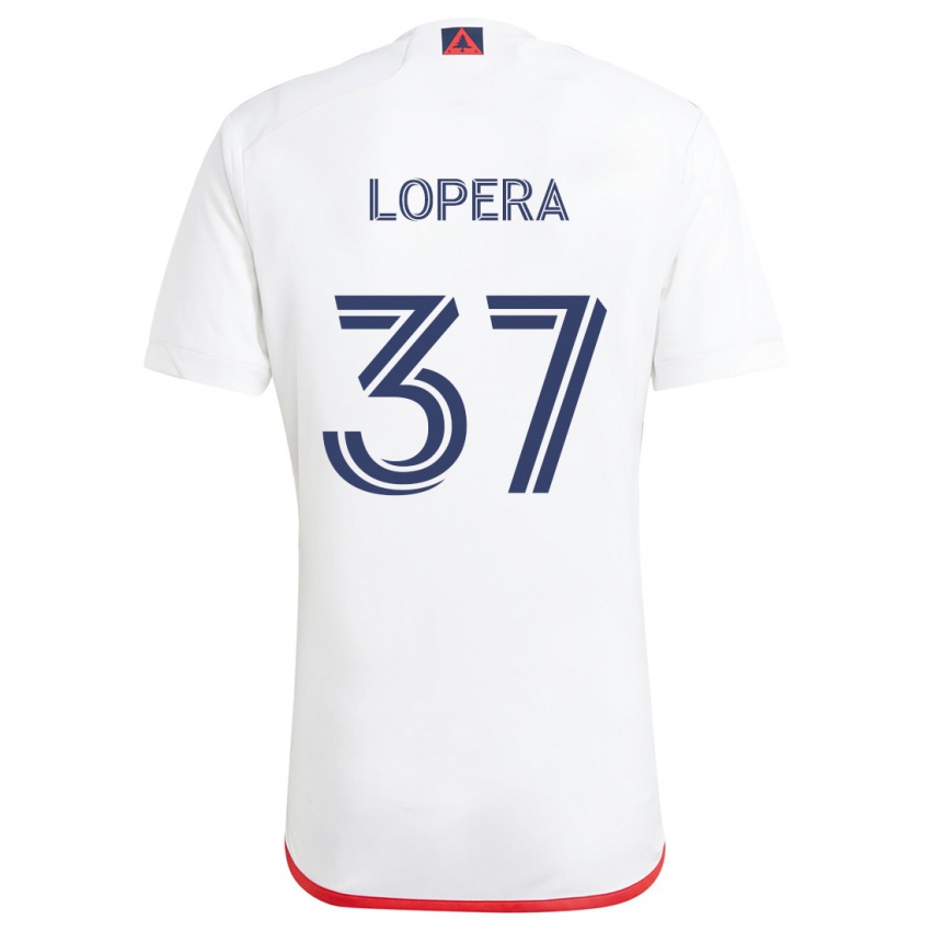 Homem Camisola Steban Lopera #37 Branco Vermelho Alternativa 2024/25 Camisa