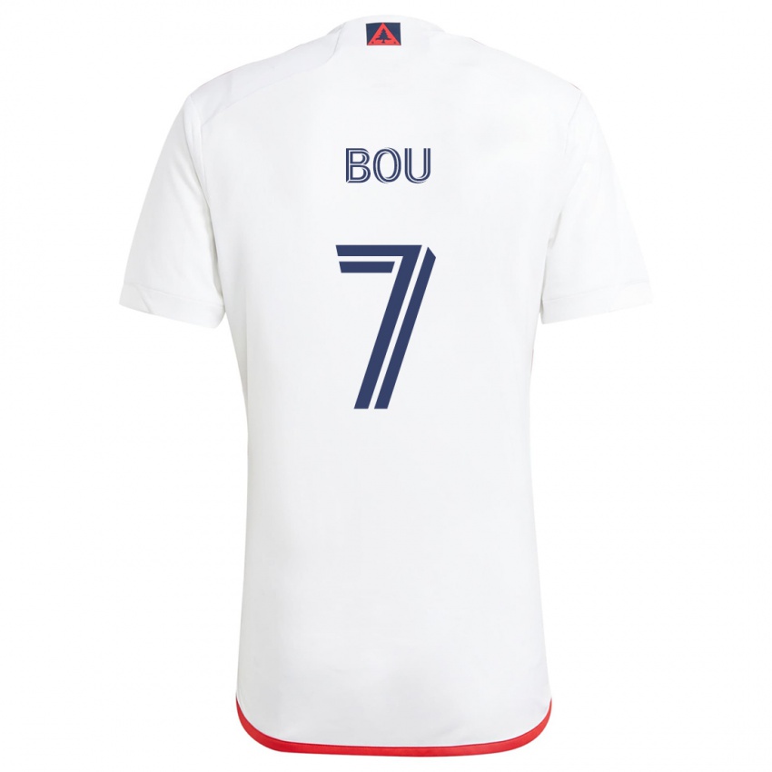 Homem Camisola Gustavo Bou #7 Branco Vermelho Alternativa 2024/25 Camisa