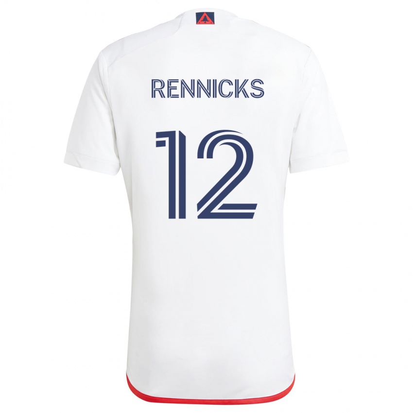 Homem Camisola Justin Rennicks #12 Branco Vermelho Alternativa 2024/25 Camisa