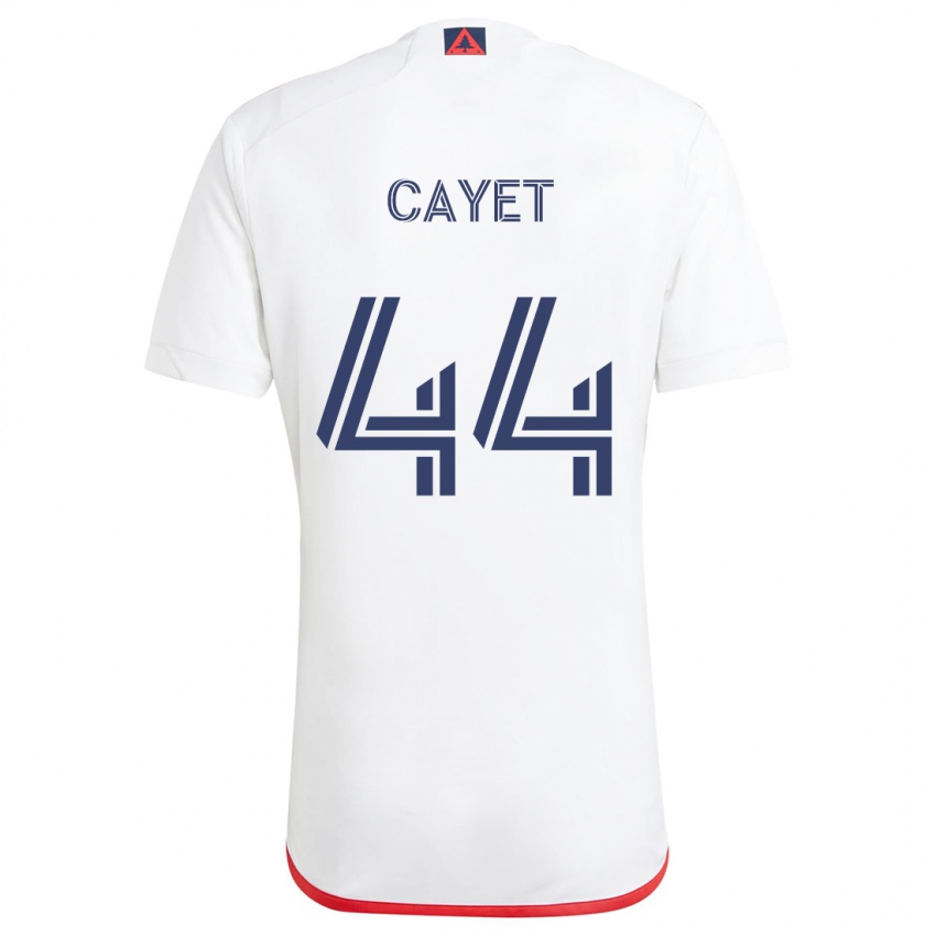 Homem Camisola Pierre Cayet #44 Branco Vermelho Alternativa 2024/25 Camisa