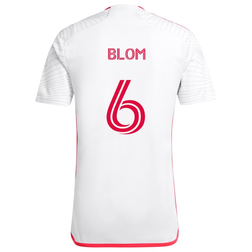 Homem Camisola Njabulo Blom #6 Branco Vermelho Alternativa 2024/25 Camisa