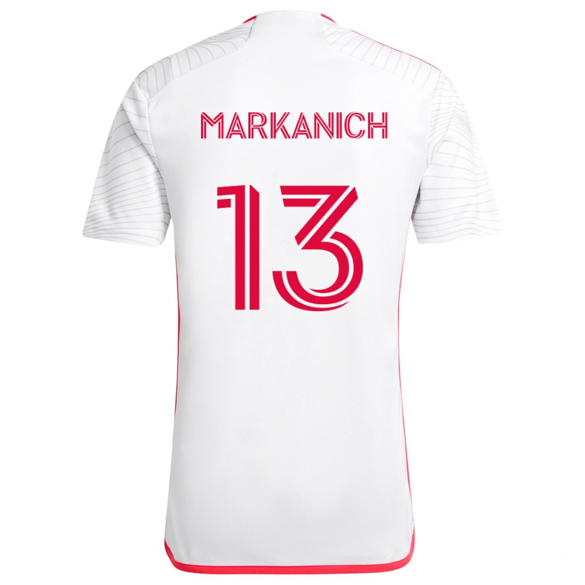 Homem Camisola Anthony Markanich #13 Branco Vermelho Alternativa 2024/25 Camisa