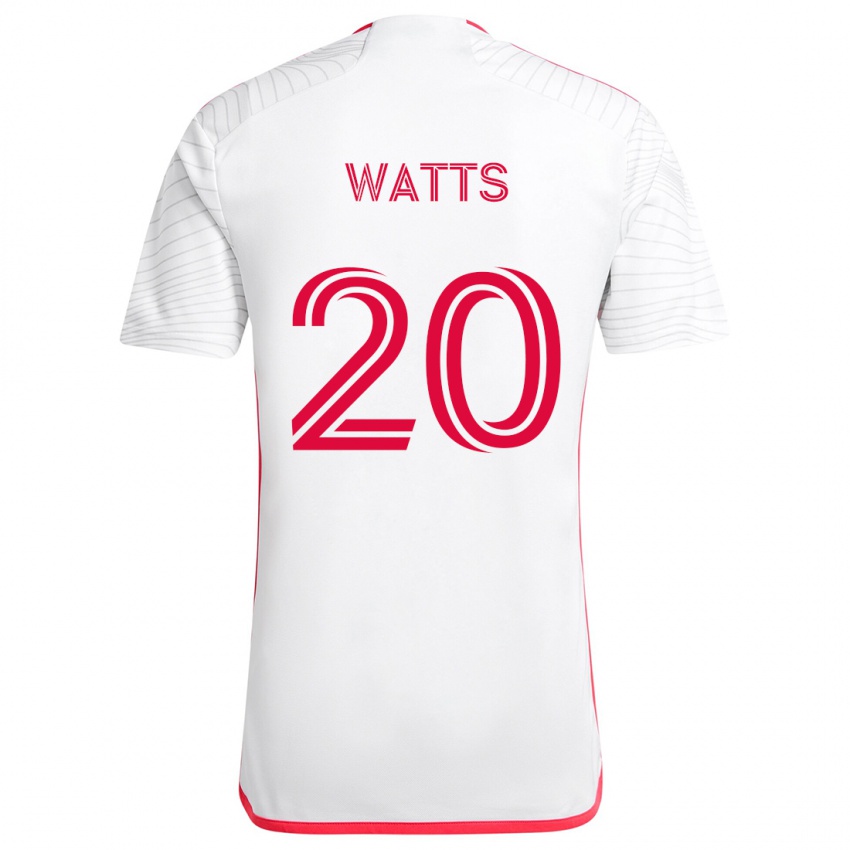 Homem Camisola Akil Watts #20 Branco Vermelho Alternativa 2024/25 Camisa