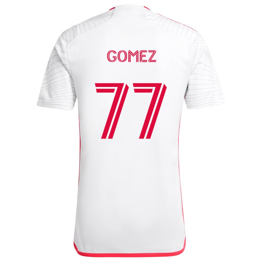 Homem Camisola Sam Gomez #77 Branco Vermelho Alternativa 2024/25 Camisa