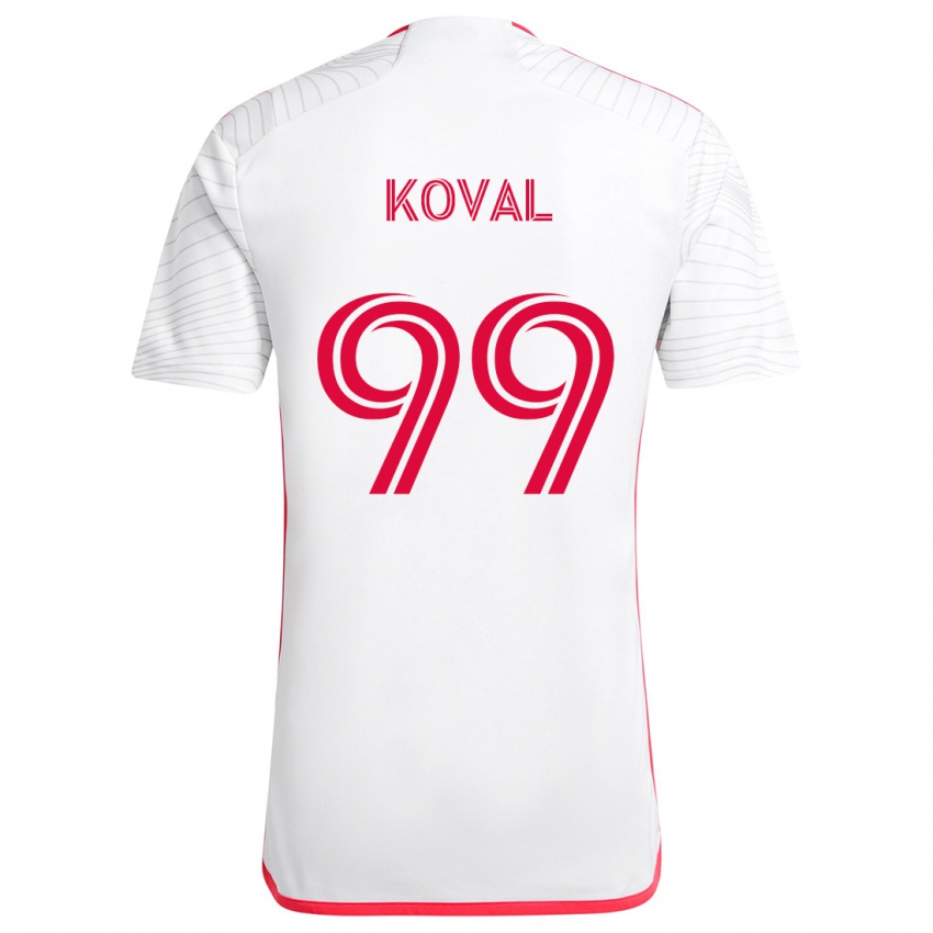 Homem Camisola Stanislav Koval #99 Branco Vermelho Alternativa 2024/25 Camisa