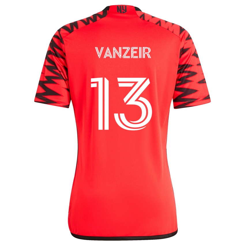 Homem Camisola Dante Vanzeir #13 Vermelho Preto Branco Alternativa 2024/25 Camisa