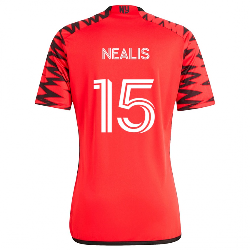 Homem Camisola Sean Nealis #15 Vermelho Preto Branco Alternativa 2024/25 Camisa