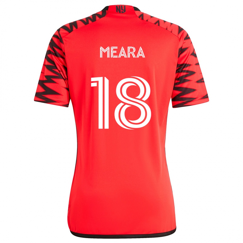 Homem Camisola Ryan Meara #18 Vermelho Preto Branco Alternativa 2024/25 Camisa