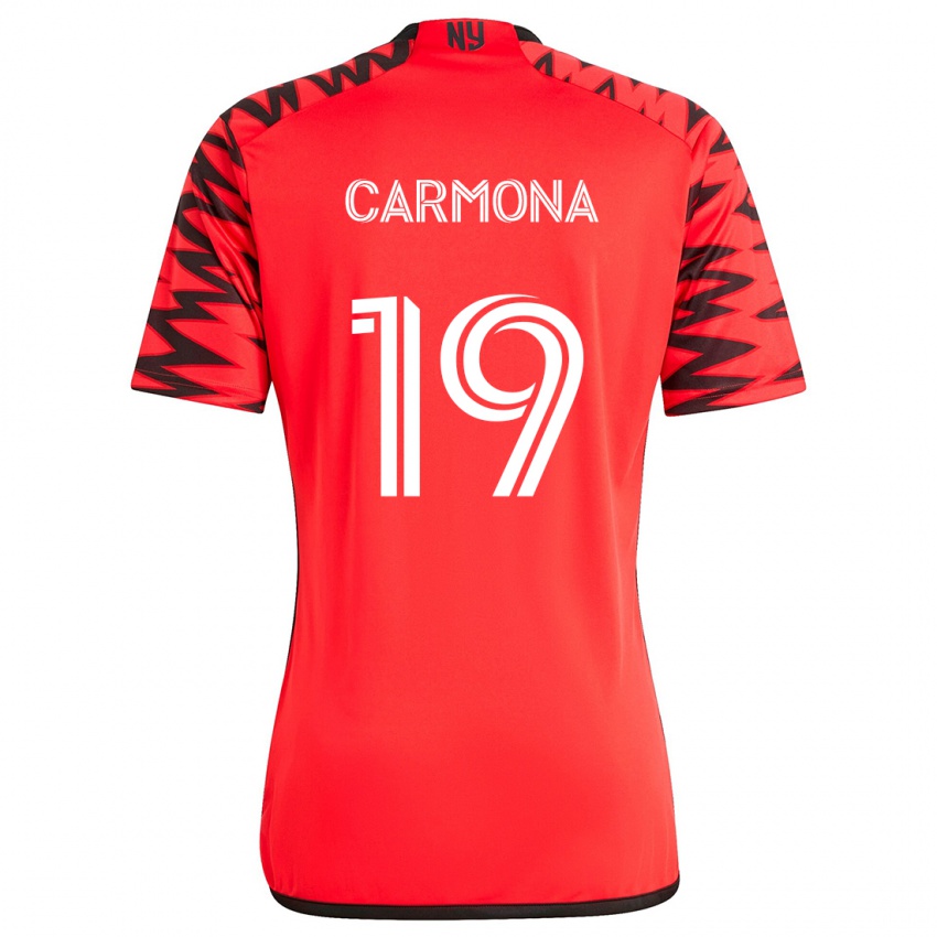 Homem Camisola Wikelman Carmona #19 Vermelho Preto Branco Alternativa 2024/25 Camisa