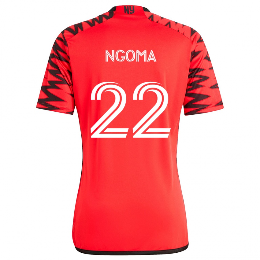 Homem Camisola Serge Ngoma #22 Vermelho Preto Branco Alternativa 2024/25 Camisa