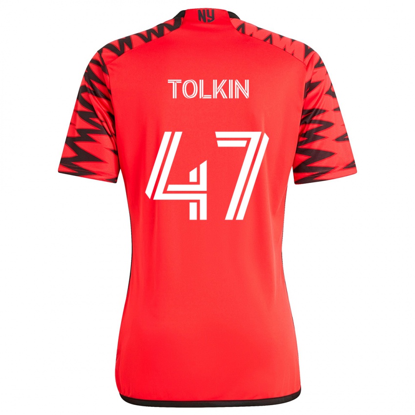 Homem Camisola John Tolkin #47 Vermelho Preto Branco Alternativa 2024/25 Camisa