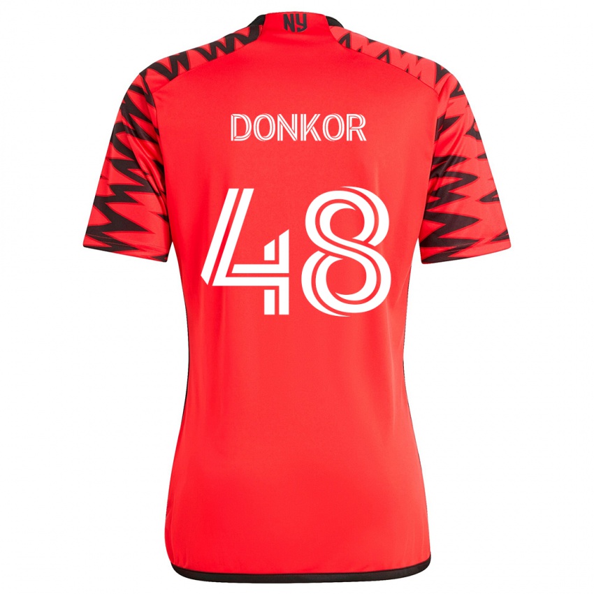 Homem Camisola Ronald Donkor #48 Vermelho Preto Branco Alternativa 2024/25 Camisa