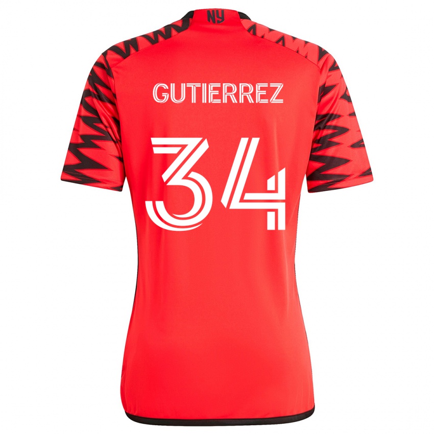 Homem Camisola Juan Gutierrez #34 Vermelho Preto Branco Alternativa 2024/25 Camisa