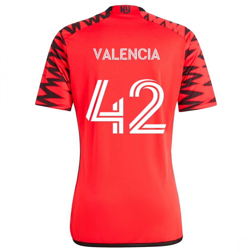 Homem Camisola Omar Valencia #42 Vermelho Preto Branco Alternativa 2024/25 Camisa