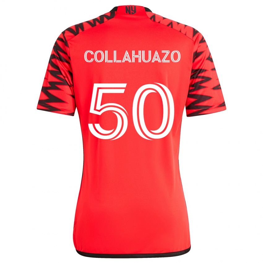 Homem Camisola Jair Collahuazo #50 Vermelho Preto Branco Alternativa 2024/25 Camisa