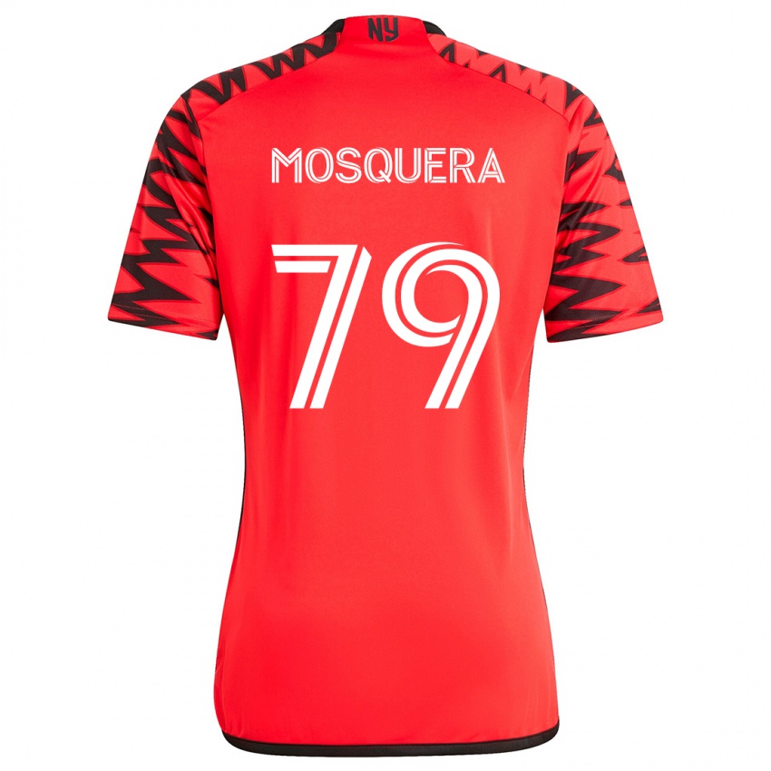 Homem Camisola Rafael Mosquera #79 Vermelho Preto Branco Alternativa 2024/25 Camisa