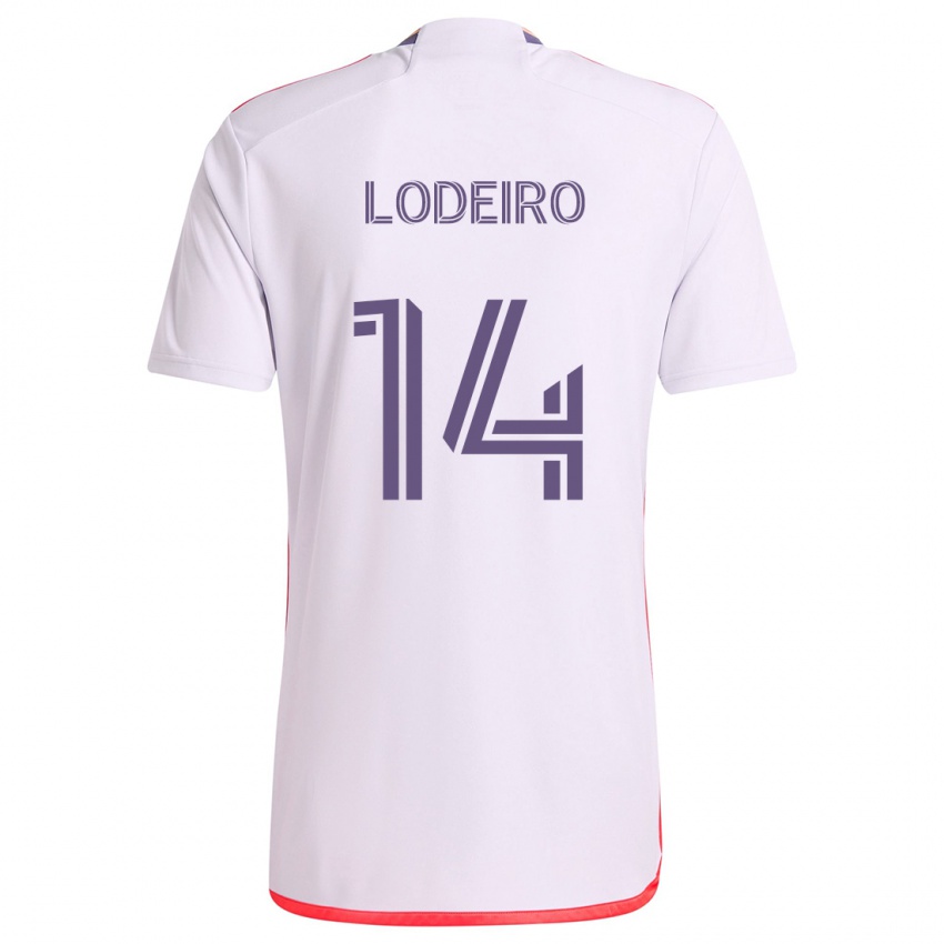 Homem Camisola Nicolás Lodeiro #14 Branco Vermelho Roxo Alternativa 2024/25 Camisa