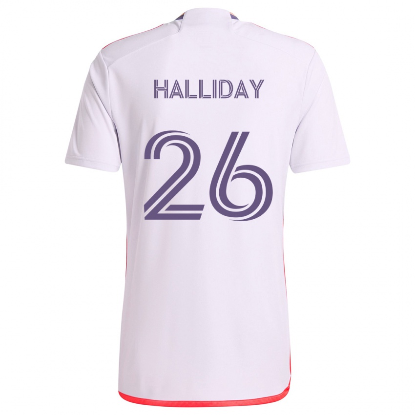 Homem Camisola Michael Halliday #26 Branco Vermelho Roxo Alternativa 2024/25 Camisa