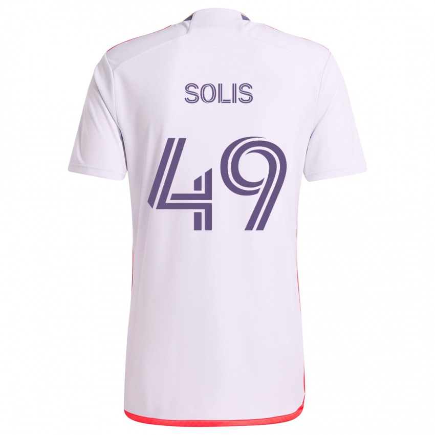 Homem Camisola Jhon Solís #49 Branco Vermelho Roxo Alternativa 2024/25 Camisa