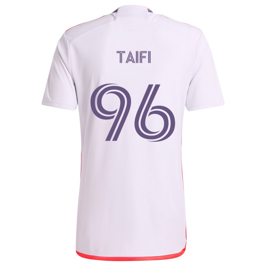 Homem Camisola Zakaria Taifi #96 Branco Vermelho Roxo Alternativa 2024/25 Camisa