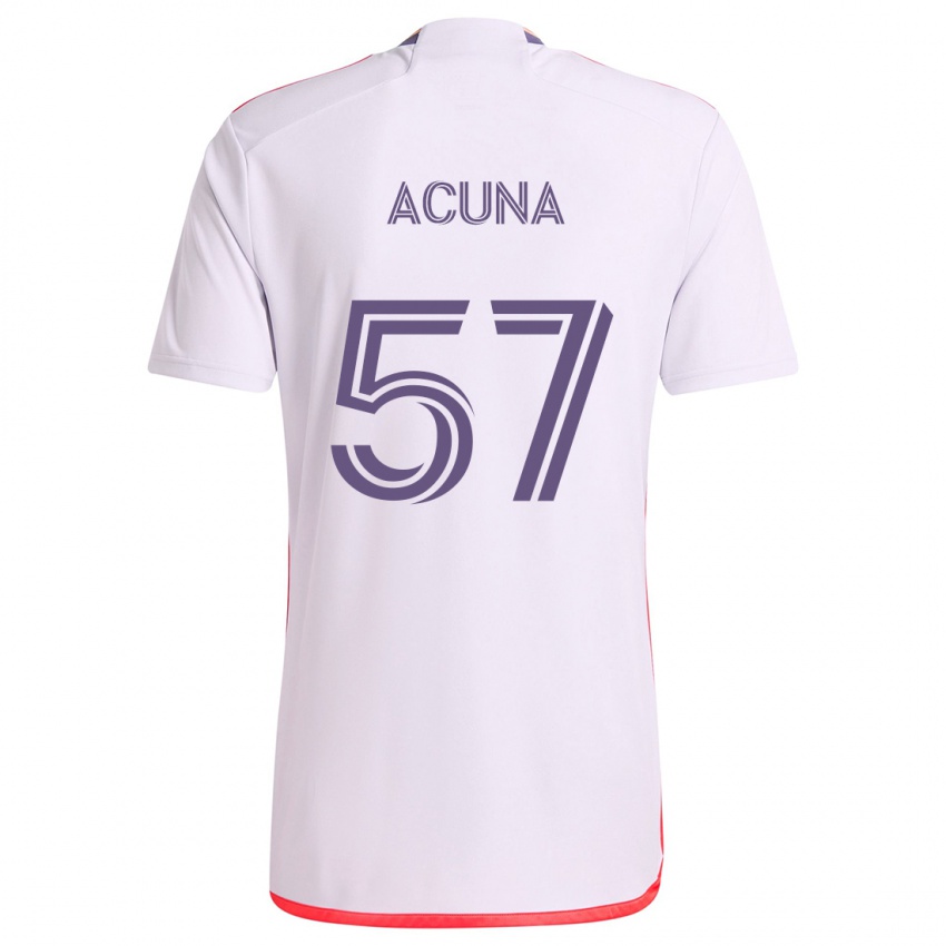 Homem Camisola Cristofer Acuña #57 Branco Vermelho Roxo Alternativa 2024/25 Camisa