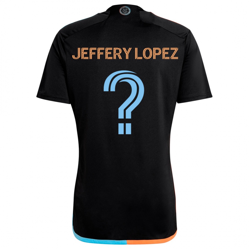 Homem Camisola Jeffery López #0 Preto Laranja Azul Alternativa 2024/25 Camisa