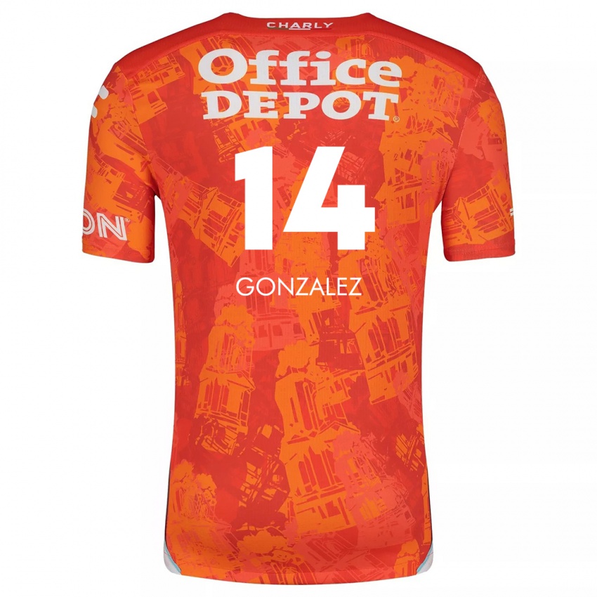 Homem Camisola Arturo Gonzalez #14 Laranja Branco Alternativa 2024/25 Camisa