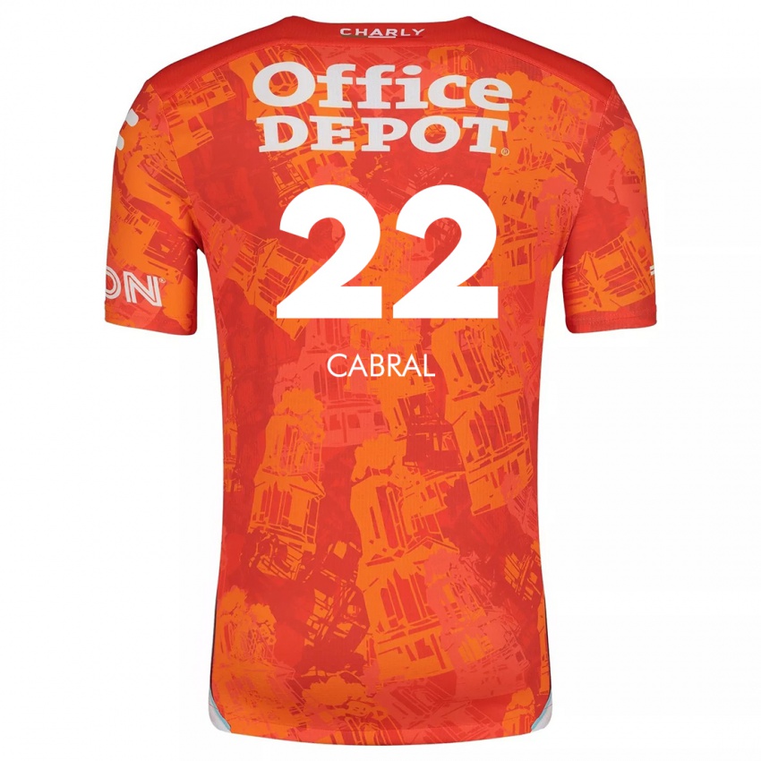 Homem Camisola Gustavo Cabral #22 Laranja Branco Alternativa 2024/25 Camisa