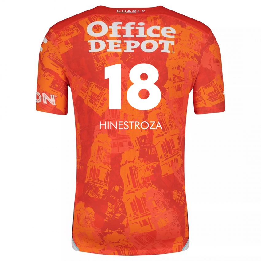 Homem Camisola Marino Hinestroza #18 Laranja Branco Alternativa 2024/25 Camisa