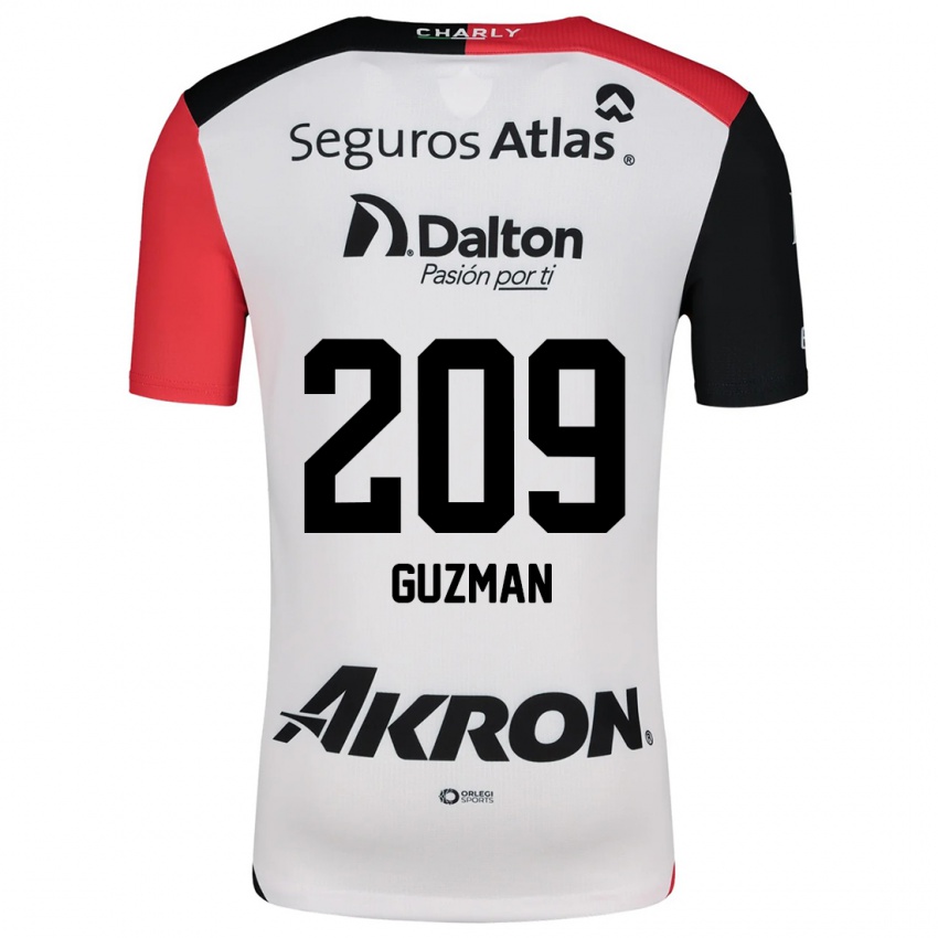 Homem Camisola Jorge Guzmán #209 Branco Vermelho Preto Alternativa 2024/25 Camisa