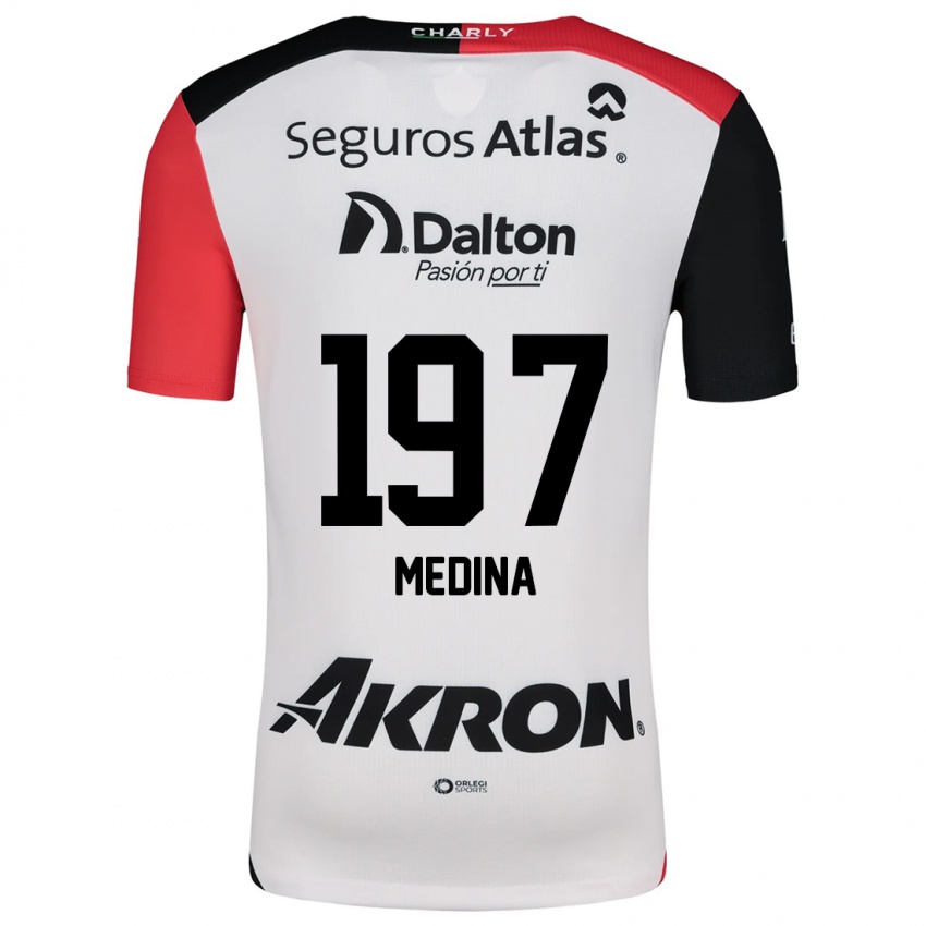 Homem Camisola Héctor Medina #197 Branco Vermelho Preto Alternativa 2024/25 Camisa