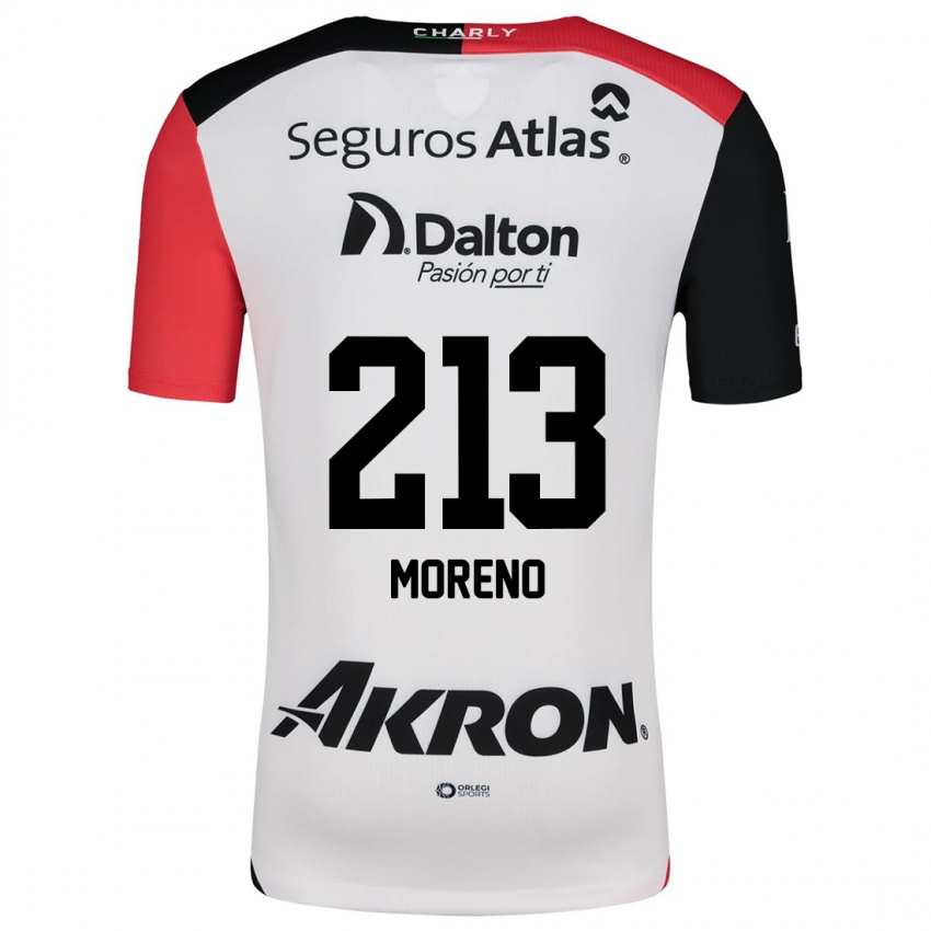 Homem Camisola Eduardo Moreno #213 Branco Vermelho Preto Alternativa 2024/25 Camisa