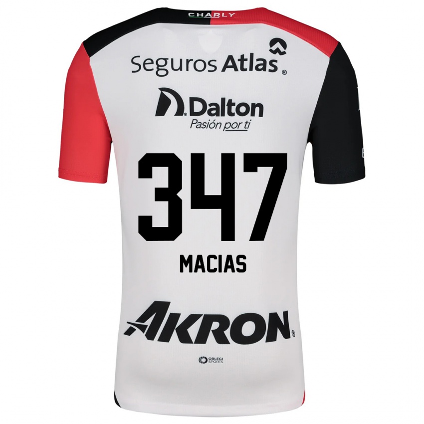 Homem Camisola Ángel Macías #347 Branco Vermelho Preto Alternativa 2024/25 Camisa