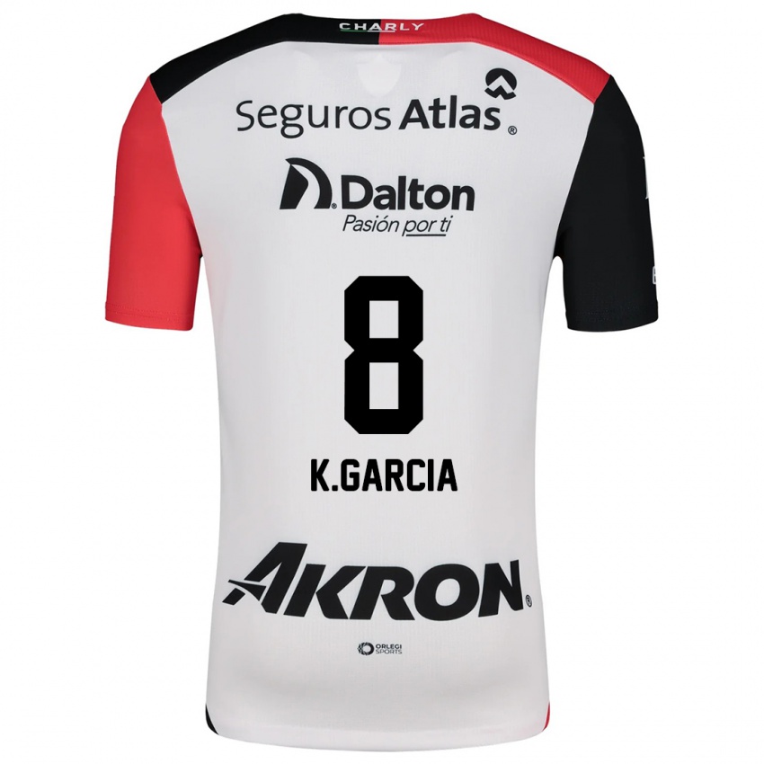 Homem Camisola Karen García #8 Branco Vermelho Preto Alternativa 2024/25 Camisa