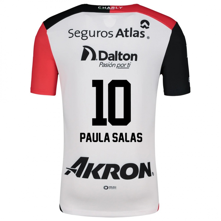 Homem Camisola María Paula Salas #10 Branco Vermelho Preto Alternativa 2024/25 Camisa