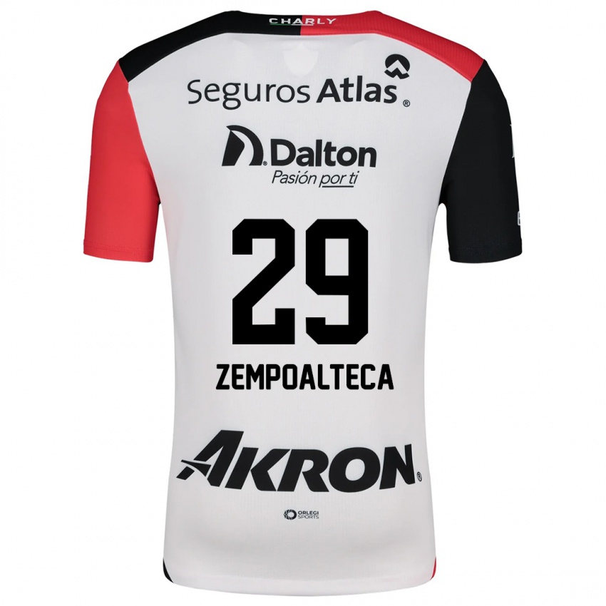 Homem Camisola Karla Zempoalteca #29 Branco Vermelho Preto Alternativa 2024/25 Camisa