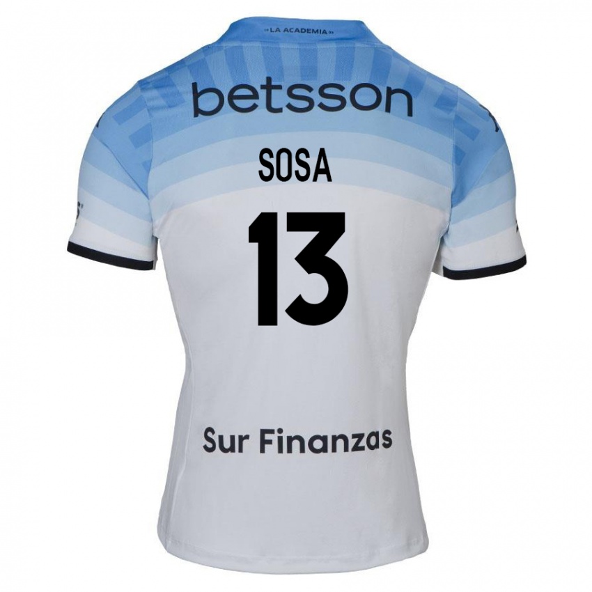 Homem Camisola Santiago Sosa #13 Branco Azul Preto Alternativa 2024/25 Camisa