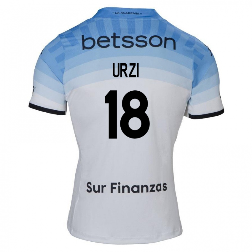 Homem Camisola Agustín Urzi #18 Branco Azul Preto Alternativa 2024/25 Camisa