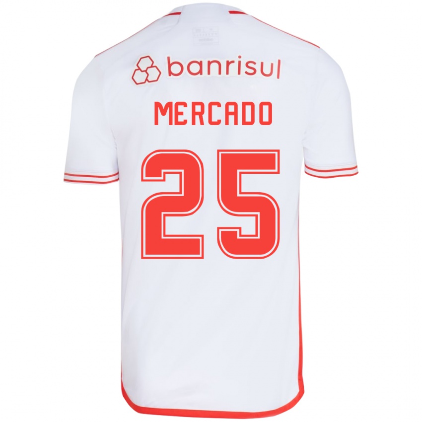 Homem Camisola Gabriel Mercado #25 Branco Vermelho Alternativa 2024/25 Camisa