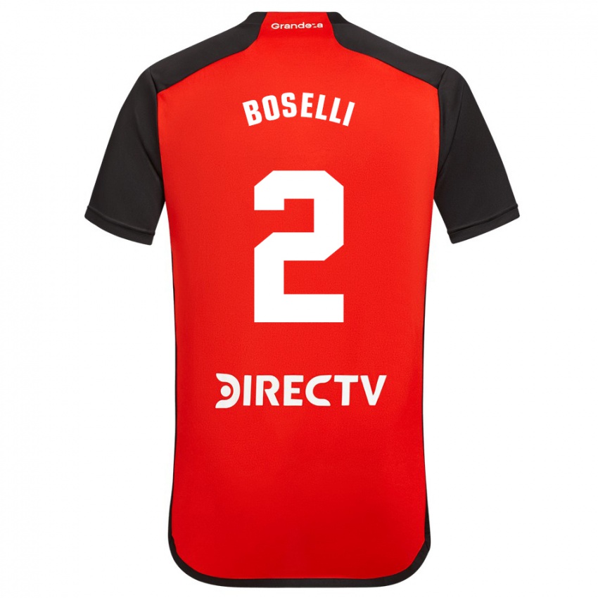 Homem Camisola Sebastián Boselli #2 Vermelho Preto Branco Alternativa 2024/25 Camisa