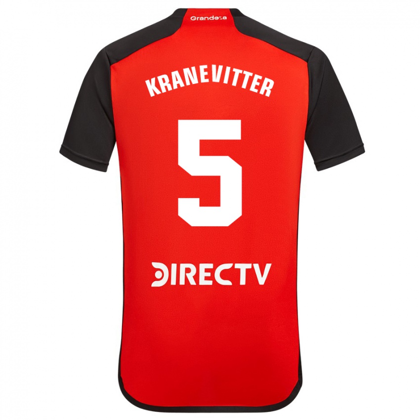 Homem Camisola Matías Kranevitter #5 Vermelho Preto Branco Alternativa 2024/25 Camisa