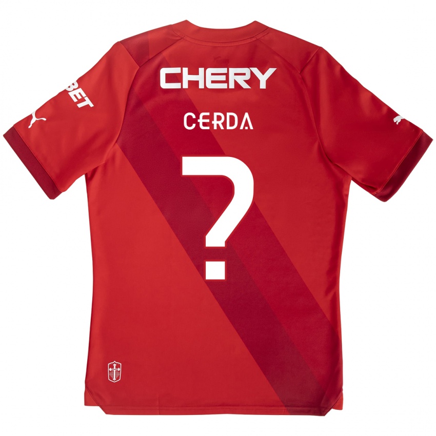 Homem Camisola Axel Cerda #0 Vermelho Branco Alternativa 2024/25 Camisa