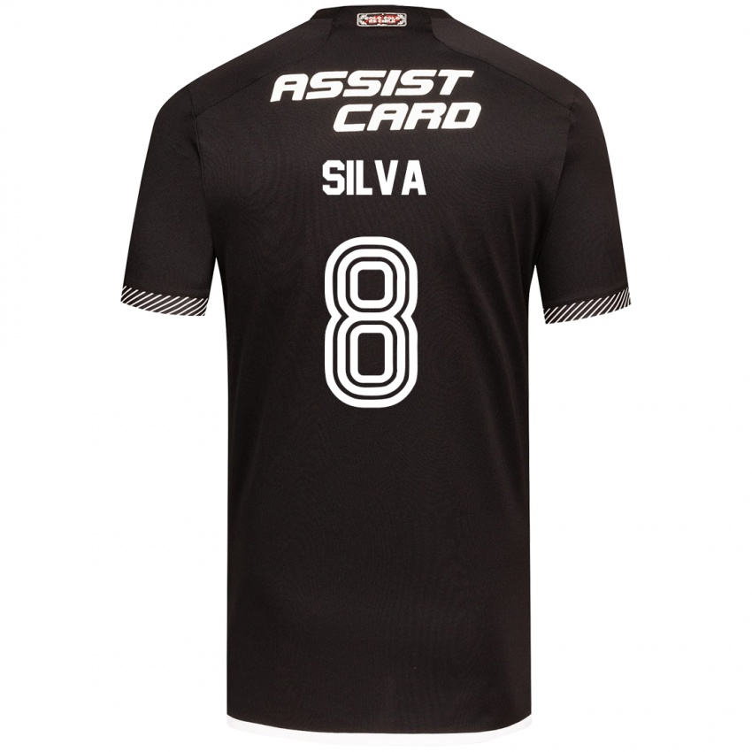 Homem Camisola Bastián Silva #8 Preto Branco Alternativa 2024/25 Camisa