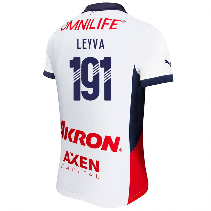 Homem Camisola Axel Leyva #191 Branco Vermelho Azul Alternativa 2024/25 Camisa