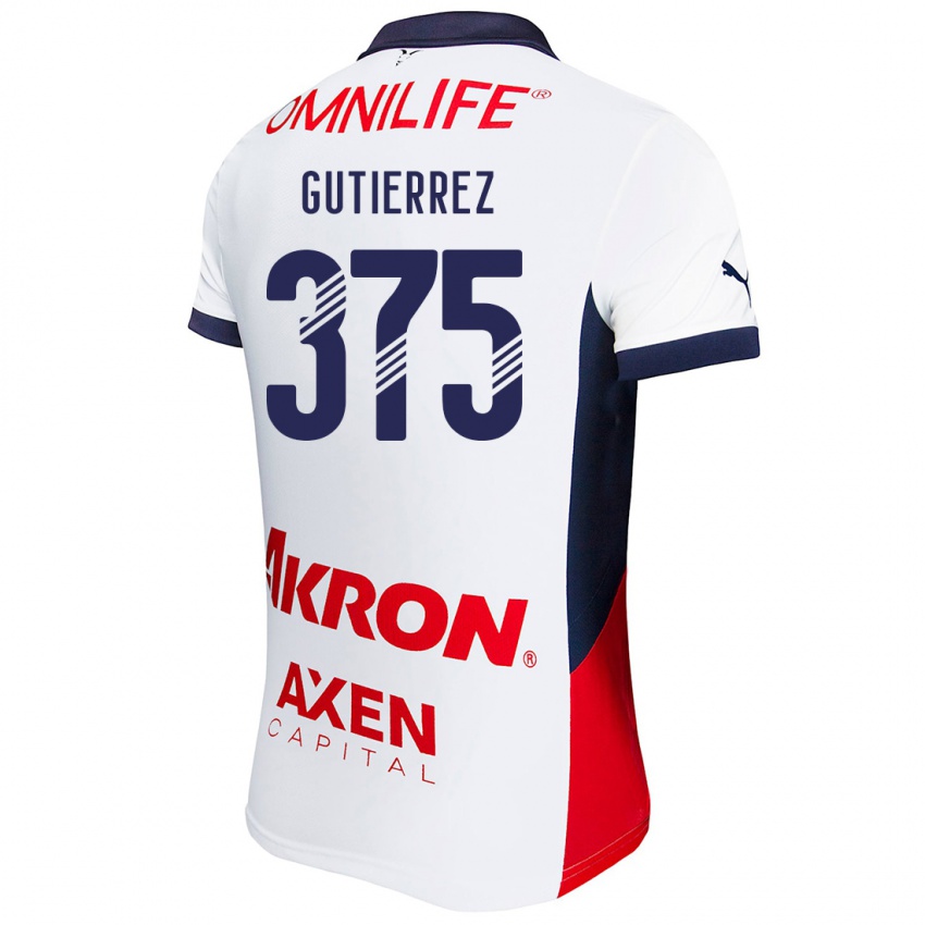 Homem Camisola Gerson Gutiérrez #375 Branco Vermelho Azul Alternativa 2024/25 Camisa