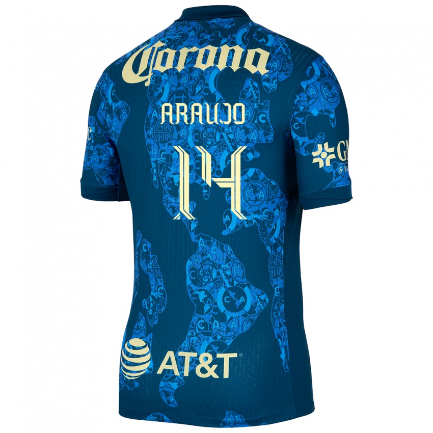 Homem Camisola Nestor Araujo #14 Azul Amarelo Alternativa 2024/25 Camisa