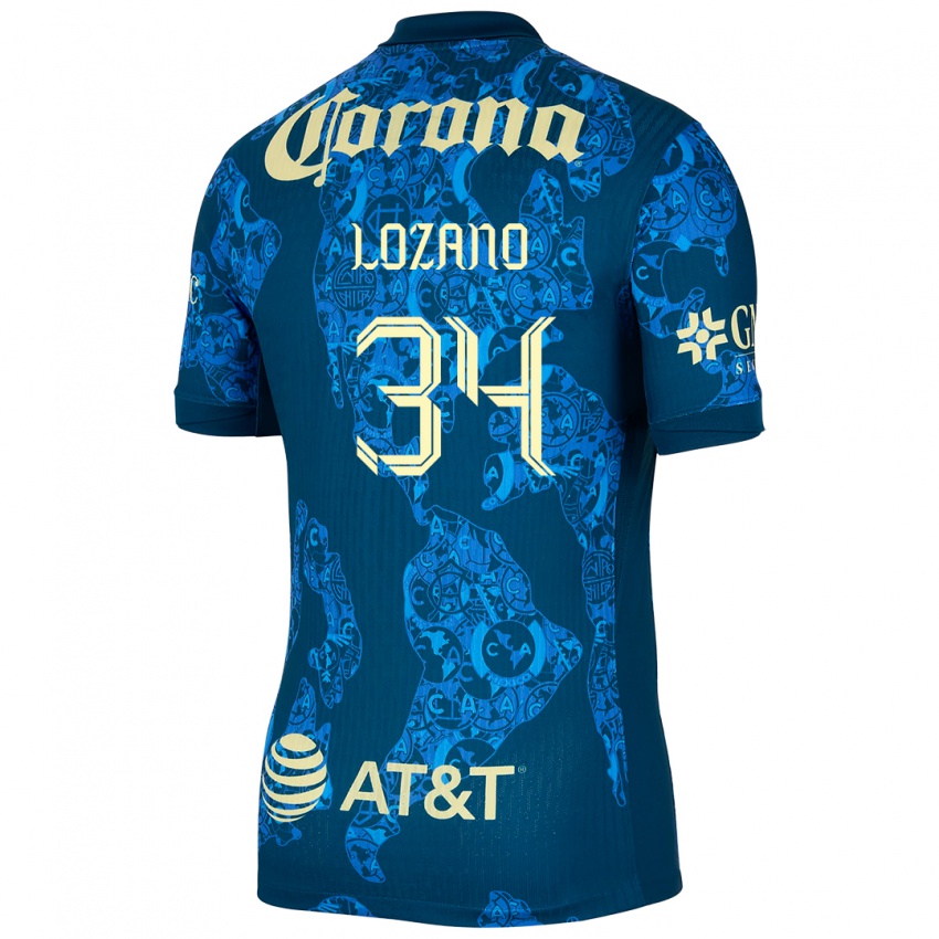 Homem Camisola Esteban Lozano #34 Azul Amarelo Alternativa 2024/25 Camisa